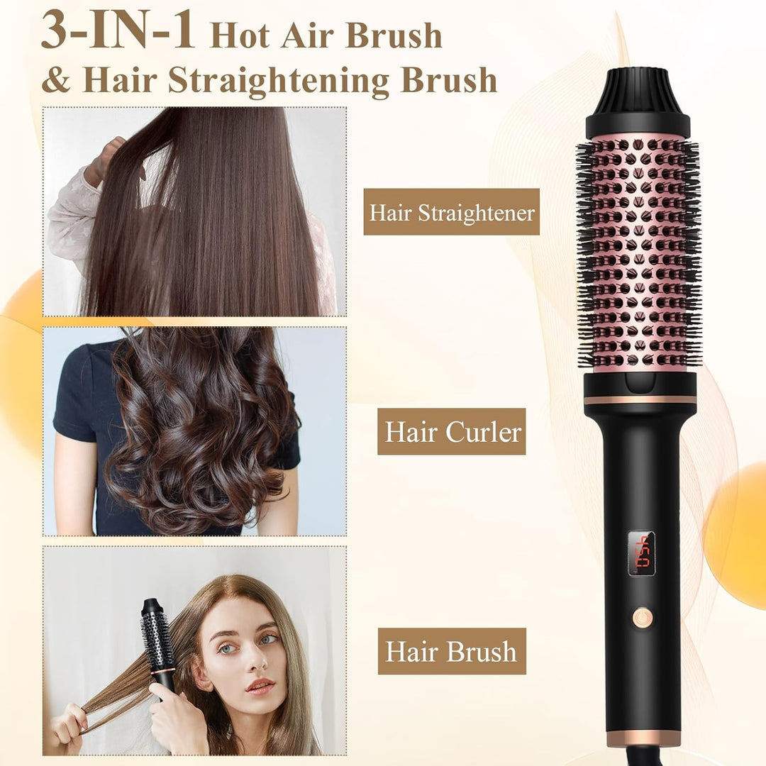 3 In 1 Thermal Brush,38MM Fass Salon One Step Haartrockner und Volumiser Thermobürste,5 Temperaturst