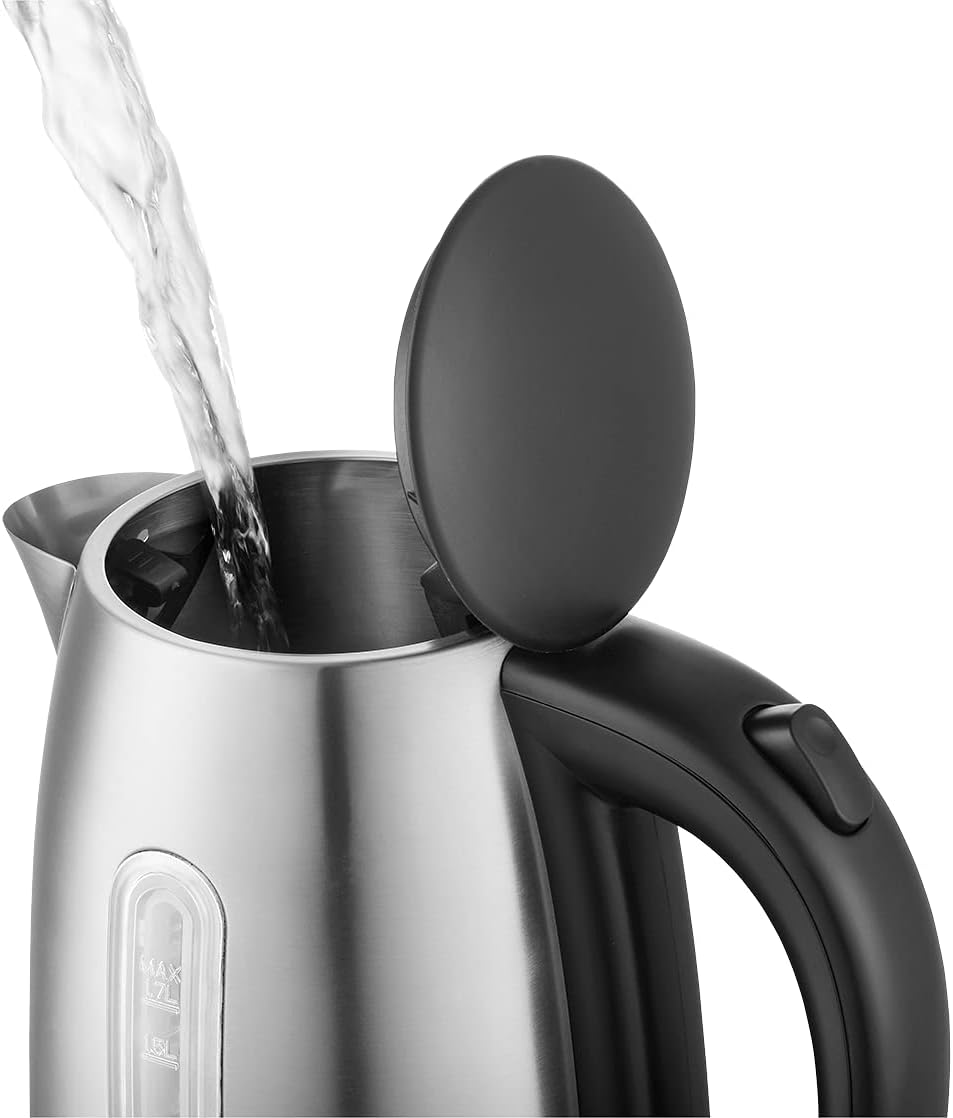 CONCEPT Hausgeräte RK3320 Edelstahl Wasserkocher, 1,7 L, 2200 W, in dunkler Edelstahlfarbe