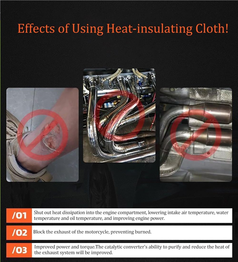 Yosugi 20M Hitzeschutzband 20m*5cm Heat Protection Tape, 10 KabelbinderEdelstahl Hitzeschutzband für