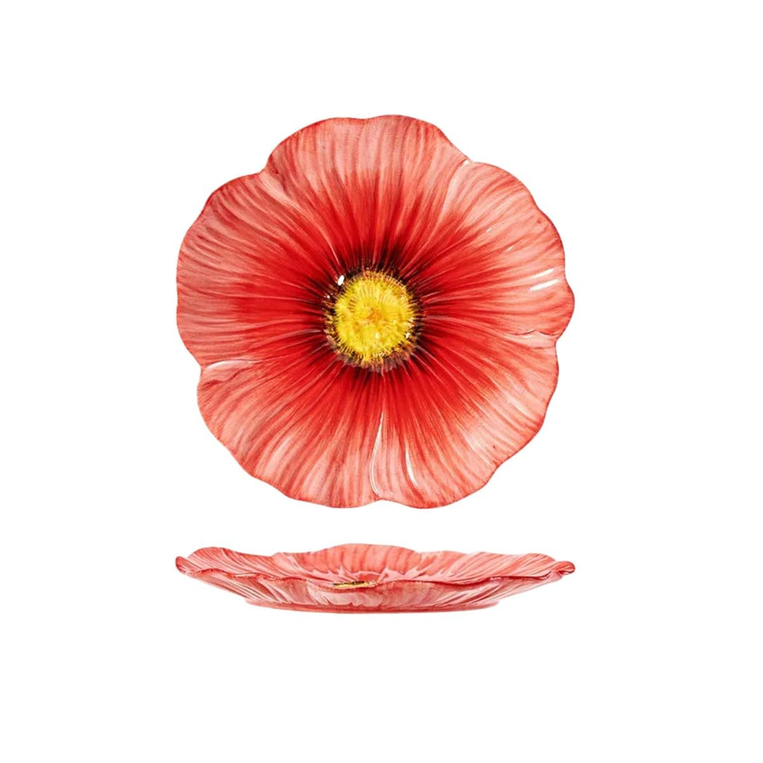 Blumen Geschirrset 3-tlg Klatschmohn Design - Spülmaschinenfeste Keramikschalen (15/22/26cm) - Ofen-