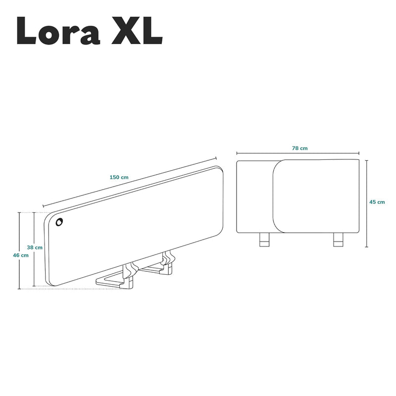 Lionelo Lora XL Tragbares Bettschutzgitter für Kinder, Neigungsverstellung bis 180°, klappbares Schu