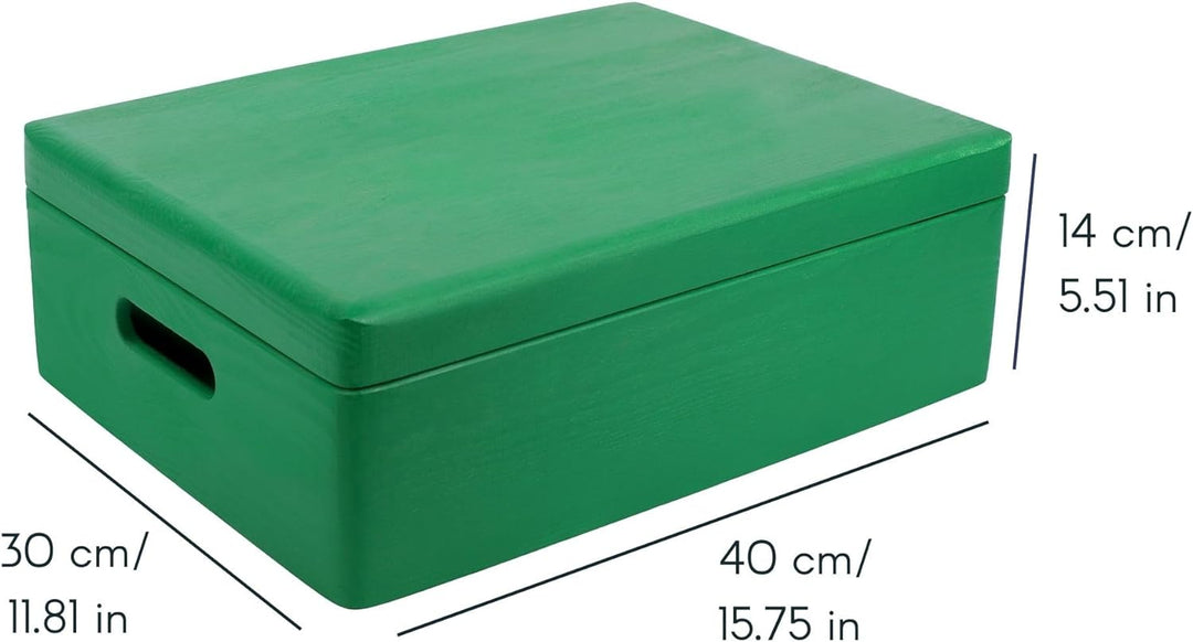 Creative Deco XL Grün Grosse Holzkiste mit Deckel | 40 x 30 x 14 cm (+/- 1 cm) | Erinnerungsbox Baby