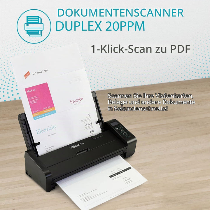 IRIScan PRO Scanner dokumentenscanner A4 20PPM ADF20 Duplex -v5: PDF-Editor, USB+AC-betrieben, PDF-S