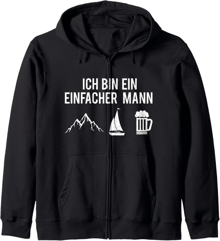 Ich Bin Ein Einfacher Mann Berge Segelboot Bier Segel Segler Kapuzenjacke