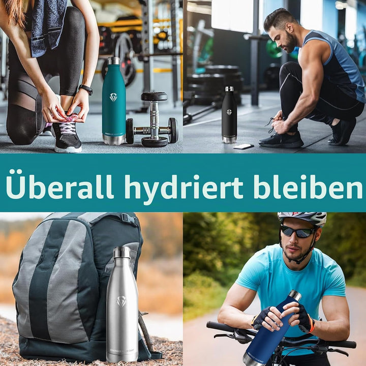 Grsta Trinkflasche 1l, Edelstahl Trinkflasche BPA-Freie, Trinkflasche Auslaufsicher, Kann mit Dir Tr