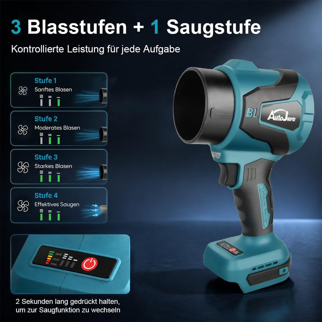 2-in-1 Akku Gebläse und Sauger kompatibel Makita 18V, ohne Akku | Bürstenloser Motor, 50.000 U/min,