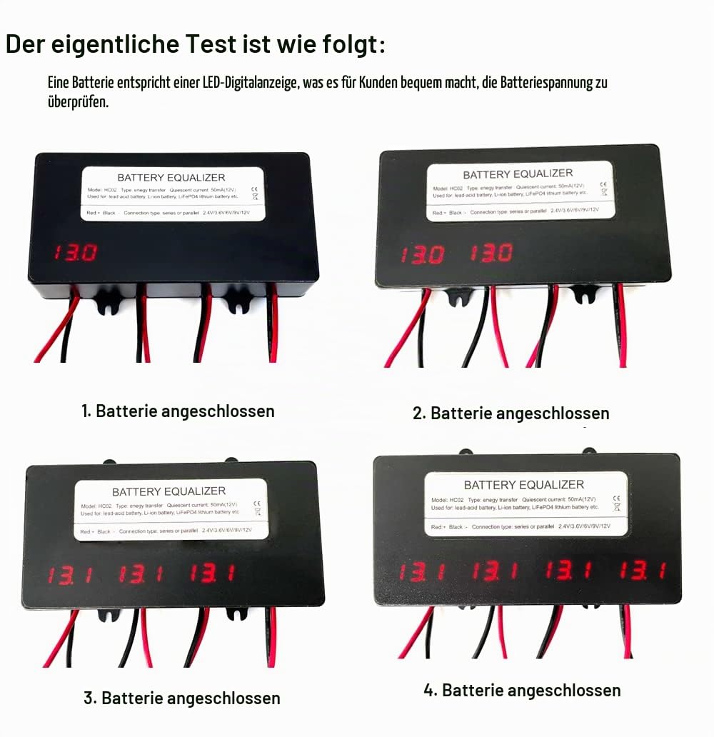 SolaMr 48V Batterie-Equalizer 4x12V Batterie Ausgleicher Battery Balancer Equalizer für Gel/Hochwass