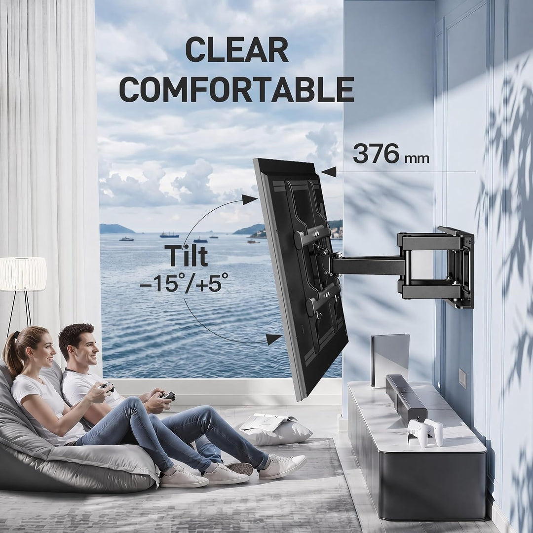 PERLESMITH TV Wandhalterung, Wandhalterung Fernseher für 37-85 Zoll Flach/Curved Fernseher bis zu 60