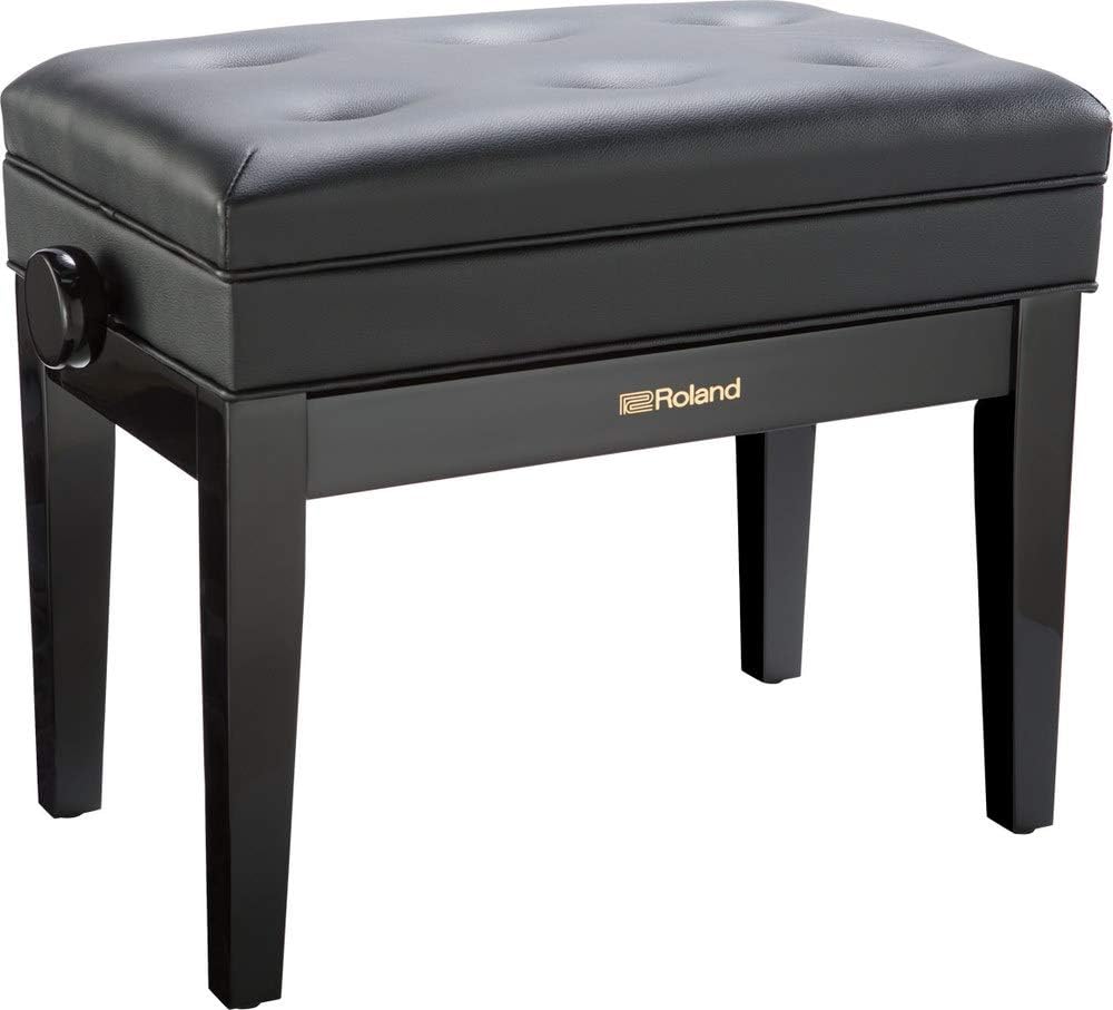 Roland Klavierbank in Hochglanz-Ebenholz-Ausführung mit gepolstertem Vinyl-Sitz – RPB-400PE Polierte