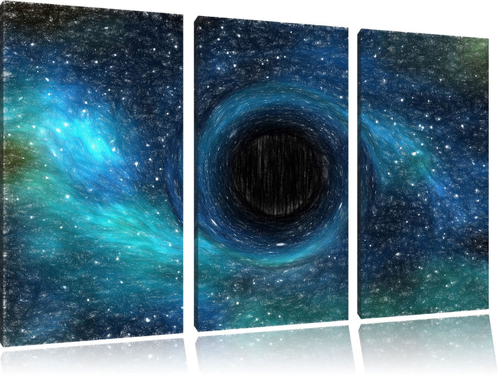 Pixxprint Schwarzes Loch im Weltall als Leinwandbild/Grösse: 3 Teilig (120x80 cm) cm/Wandbild/Kunstd