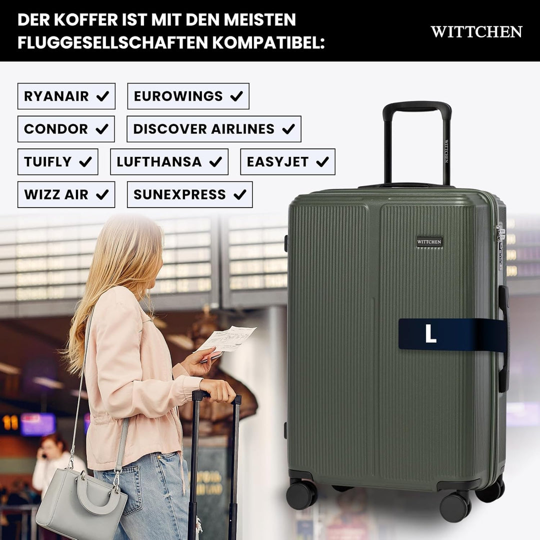WITTCHEN Stripes Line Mittelgrosser Koffer 67,5 x 45 x 27 cm (L) | Hartschale Reisekoffer ABS, 65 l,