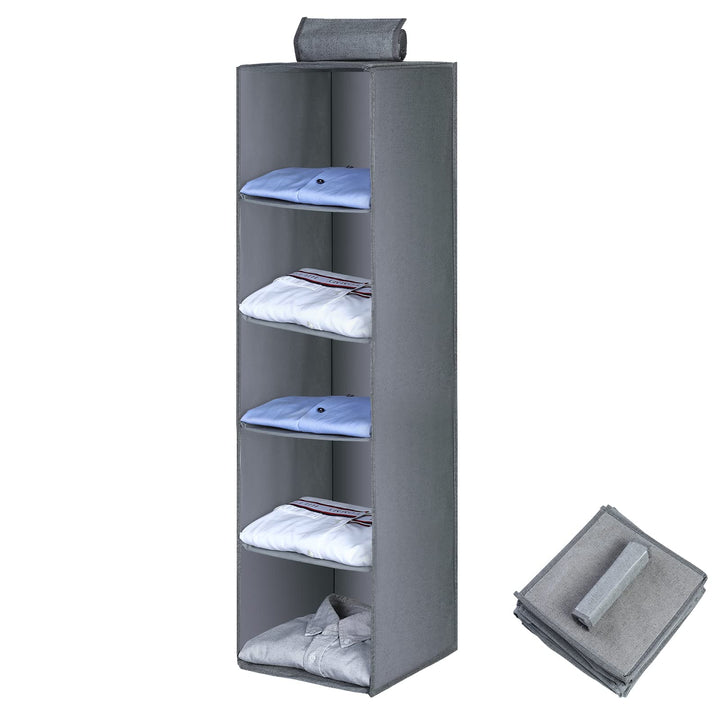 AiQInu Hängeregal Kleiderschrank,Hängeaufbewahrung Schrank Organizer mit 5 Fächern,Faltbar Platzspar