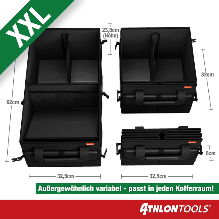 ATHLON TOOLS Kofferraum-Organizer XXL – faltbare Kofferraum-Tasche, rutschfest, verstärkt, stabil mi