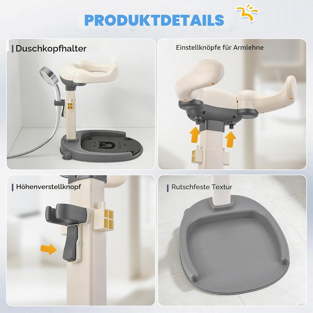 Baby Dusche Ständer, Höhenverstellung 40-57cm, Baby Shower Stand Support mit Anti-Rutsch Basis &amp; Rut