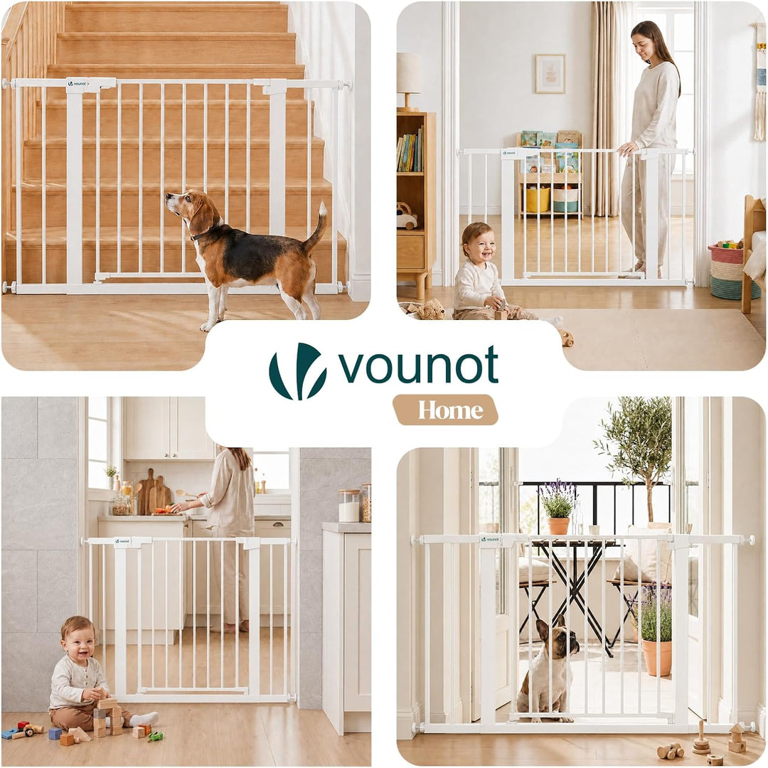 VOUNOT® Treppenschutzgitter ohne Bohren 103-110 cm, Metall Treppengitter Türschutzgitter für Kinder