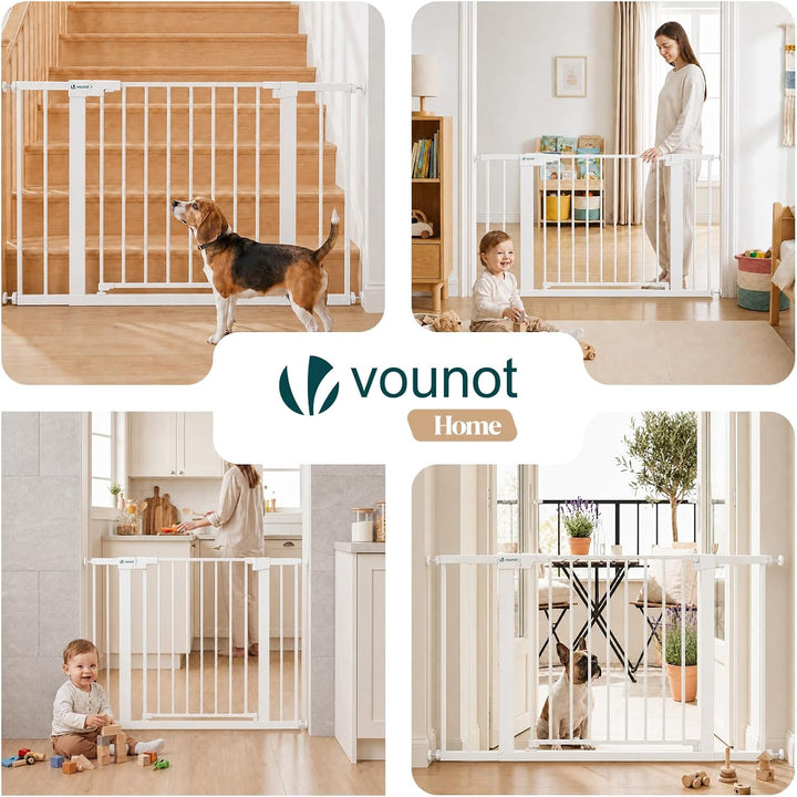 VOUNOT® Treppenschutzgitter ohne Bohren 103-110 cm, Metall Treppengitter Türschutzgitter für Kinder