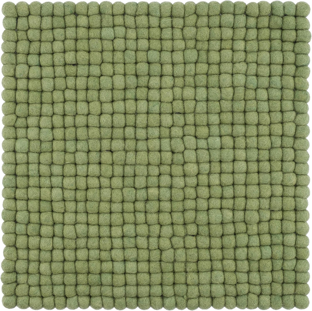 myfelt Filzkugel-Sitzauflage Stuhlauflage - Kaspar - quadratisch, 36x36 cm, Dunkelgrün, Dunkelgrün