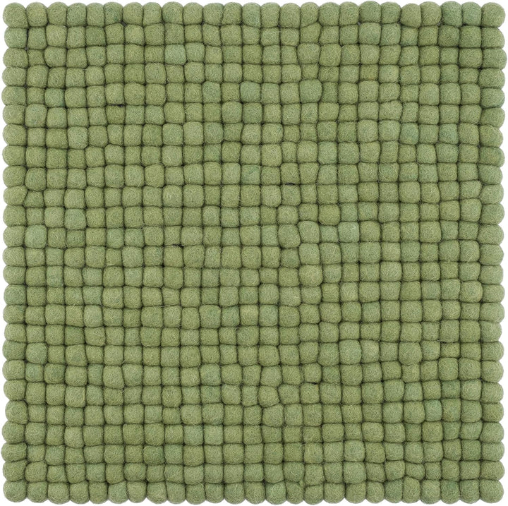myfelt Filzkugel-Sitzauflage Stuhlauflage - Kaspar - quadratisch, 36x36 cm, Dunkelgrün, Dunkelgrün