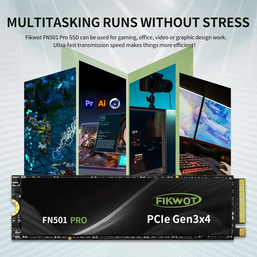 Fikwot FN501 Pro 256GB NVMe SSD - M.2 2280 PCIe Gen3 x4 Internes Solid State Drive mit Graphene Kühl