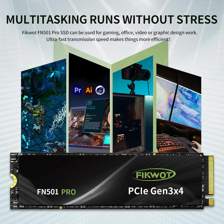 Fikwot FN501 Pro 256GB NVMe SSD - M.2 2280 PCIe Gen3 x4 Internes Solid State Drive mit Graphene Kühl