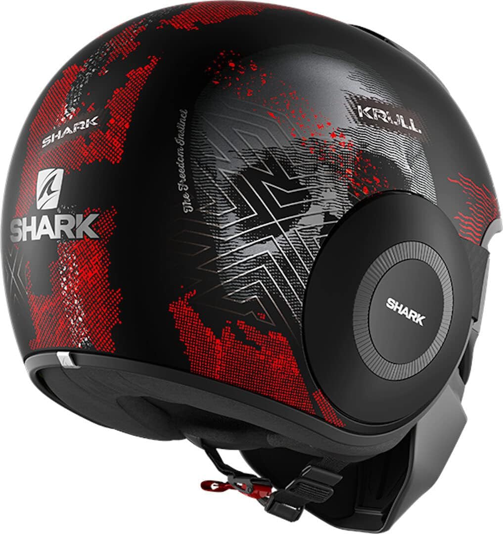 Shark, motorradhelm, Street Drak Krull, Mattschwarz grau rot KSR, XS XS Mattschwarz grau rot, XS Mat
