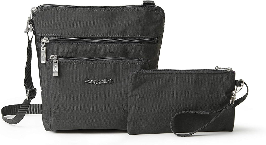 Baggallini Damen Pocket Crossbody Umhängetaschen Dunkelgrau, Dunkelgrau