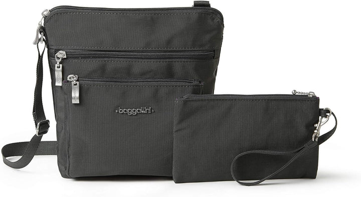 Baggallini Damen Pocket Crossbody Umhängetaschen Dunkelgrau, Dunkelgrau