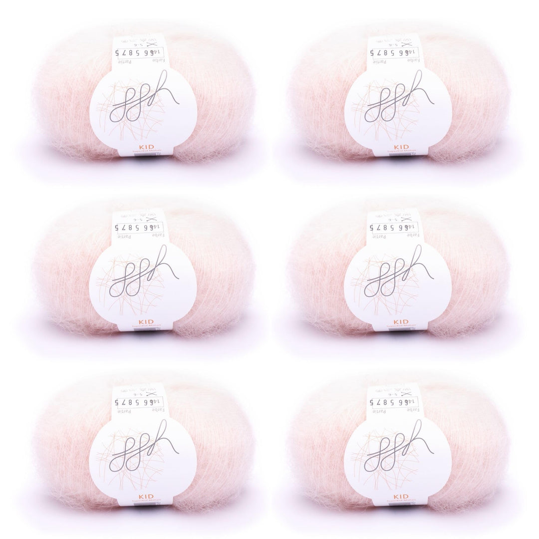 ggh Kid Box - 6 Knäuel Strickwolle aus Kid Mohair - Farbe 144 - Puderrosé, 144 - Puderrosé