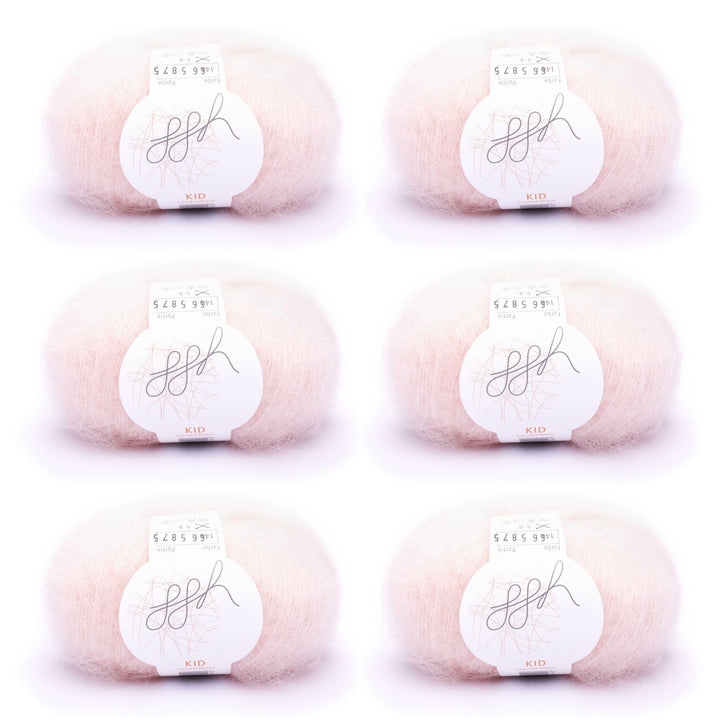 ggh Kid Box - 6 Knäuel Strickwolle aus Kid Mohair - Farbe 144 - Puderrosé, 144 - Puderrosé
