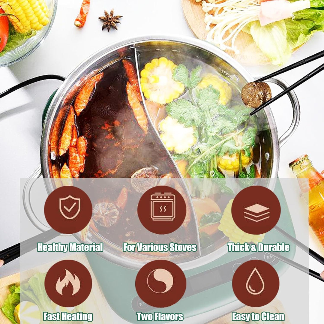 Baxnore Hot Pot aus Edelstahl, Hot Pot mit zwei Geschmacksrichtungen, verdickender Hot Pot mit doppe