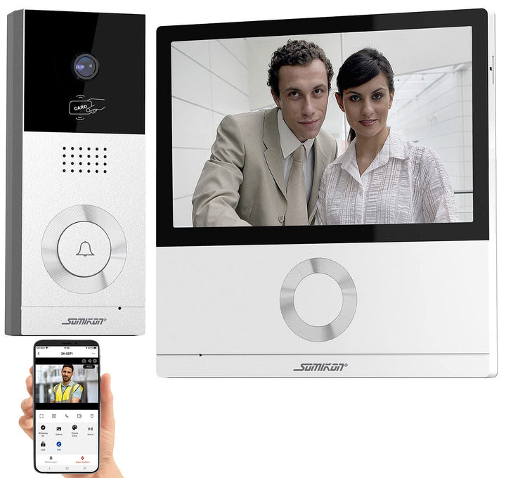 Somikon Gegensprechanlage: Full-HD-Video-Türsprechanlage mit 17,8-cm-Touchscreen (7"), WLAN, App (Vi