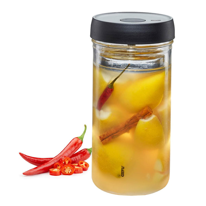 GEFU Fermentierglas NATIVO 1,5 Liter, inkl. Beschwerungsgewicht, Fermentationsglas mit Gewicht und D