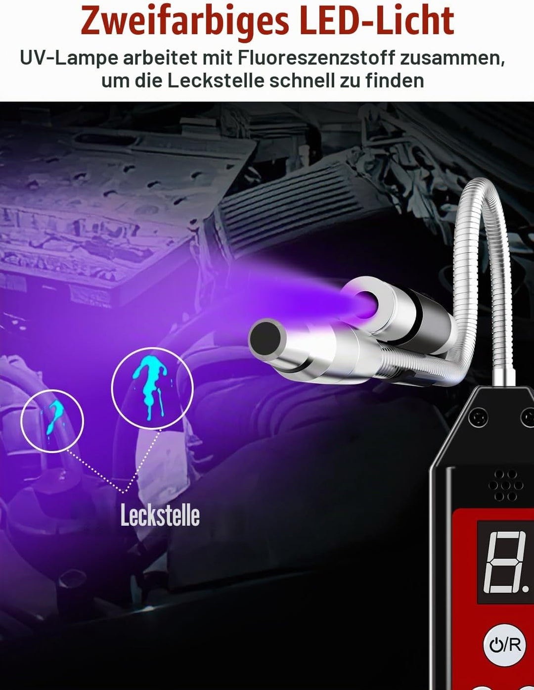 Kältemittel Lecksuchgerät mit LED-Licht, WJL-6000 PRO Halogen Detektor Lecksuchgerät Freon-Gasleckte