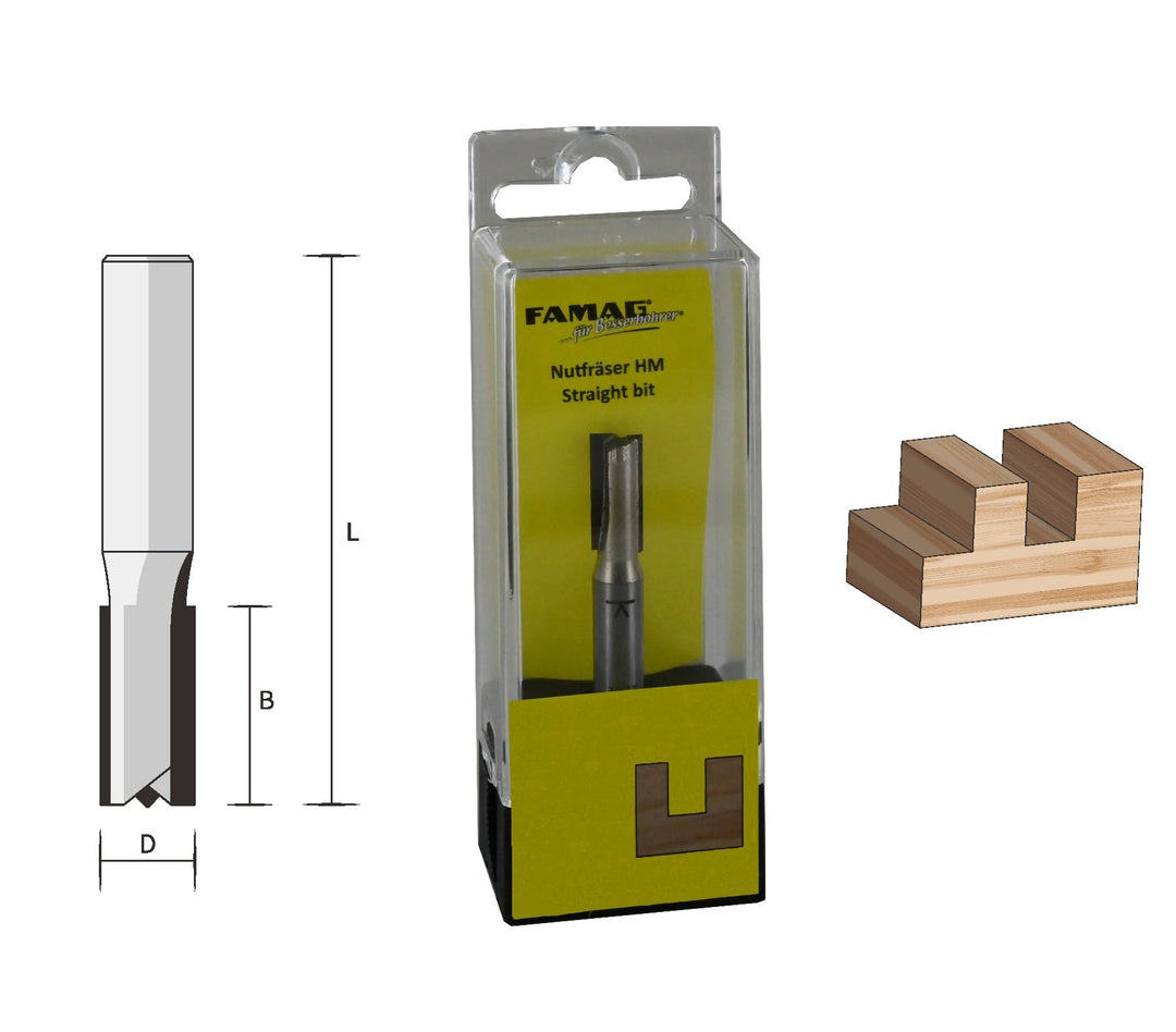 FAMAG Nutfräser mit Stirnschneide HM 20x19x51mm, Schaft 8mm - 3167.820 20x19x51mm S=8mm, 20x19x51mm