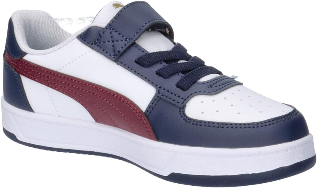 PUMA Unisex Kinder Caven 2.0 Ac+ Ps Sneaker, 28 EU Puma White Dark Jasper Puma Navy Gold