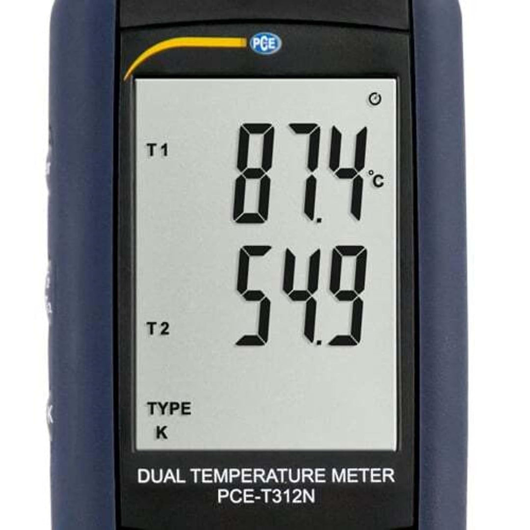 Temperaturmessgerät PCE-T312N Dual-Eingang grosser Temperaturbereich Abschaltautomatik für Thermoele