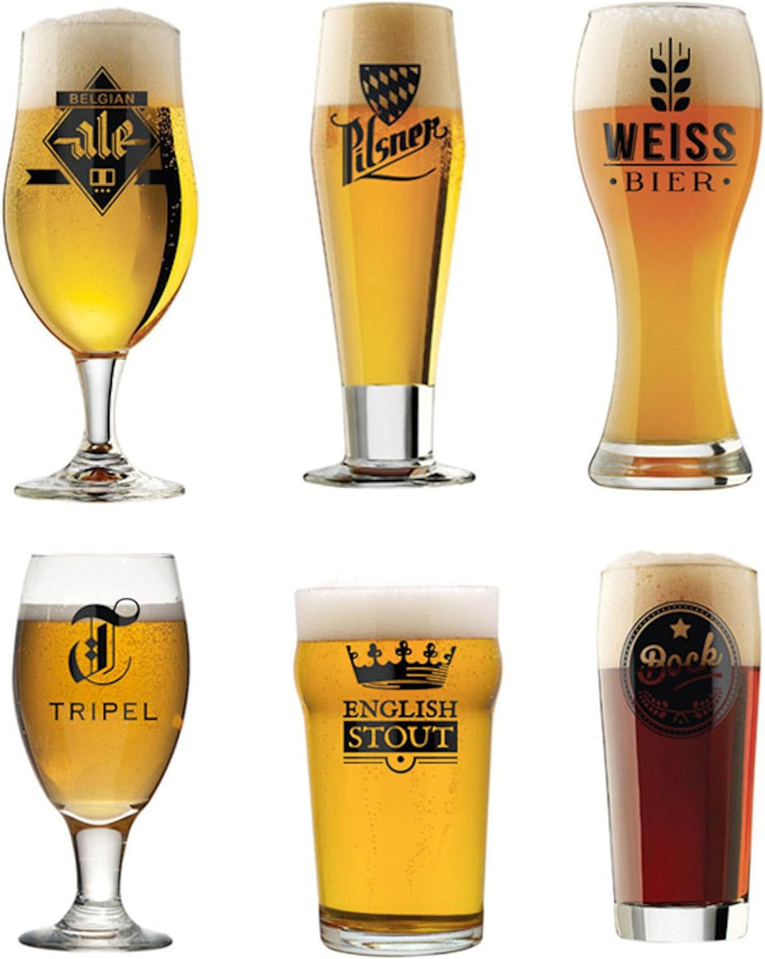 balvi Bierglas-Set L‘Hédoniste Farbe transparent Set bestehend aus 6 Biergläsern unterschiedlicher H