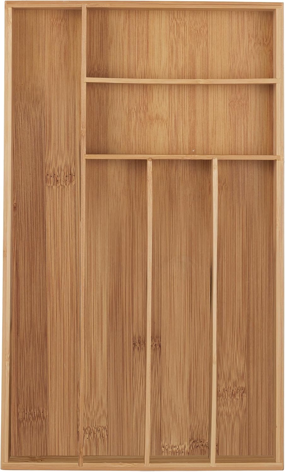 Relaxdays Besteckkasten, 6 Fächer, Bambus, Besteck & Küchenutensilien, Schubladenkasten schmal, 5 x