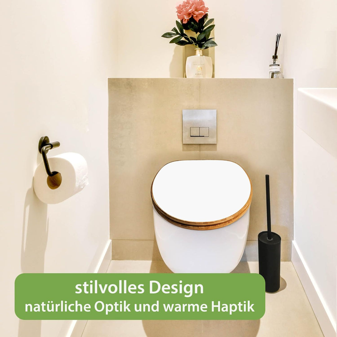 banjado Design WC Sitz Bambus Absenkautomatik 45,8x37,5cm - Toilettendeckel mit Absenkautomatik Holz