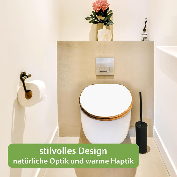 banjado Design WC Sitz Bambus Absenkautomatik 45,8x37,5cm - Toilettendeckel mit Absenkautomatik Holz