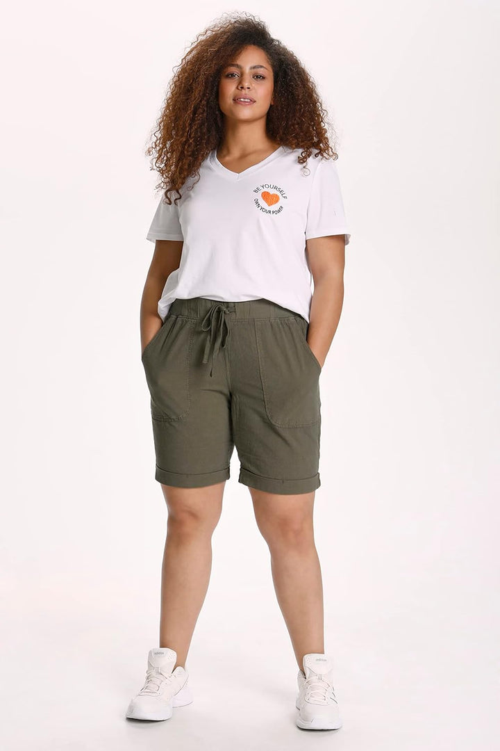KAFFE CURVE Shorts KCnana Damen Shorts Grosse Grössen Sommer Regular Fit Kurze Hose 42 Grape Leaf, 4