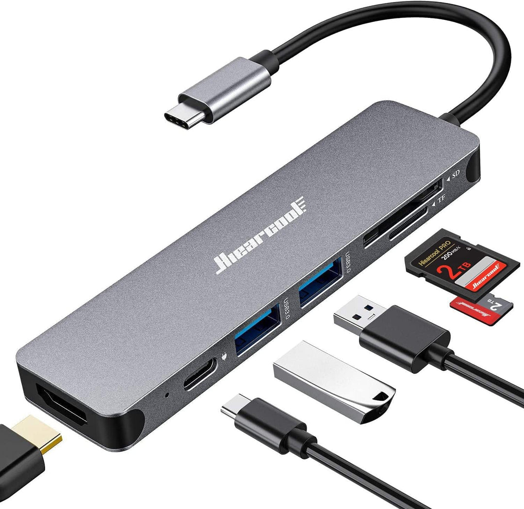 Hiearcool USB C Hub, Multi-Port Adapter für MacBook Pro, 7 in 1 Dongle kompatibel für USB C Laptops