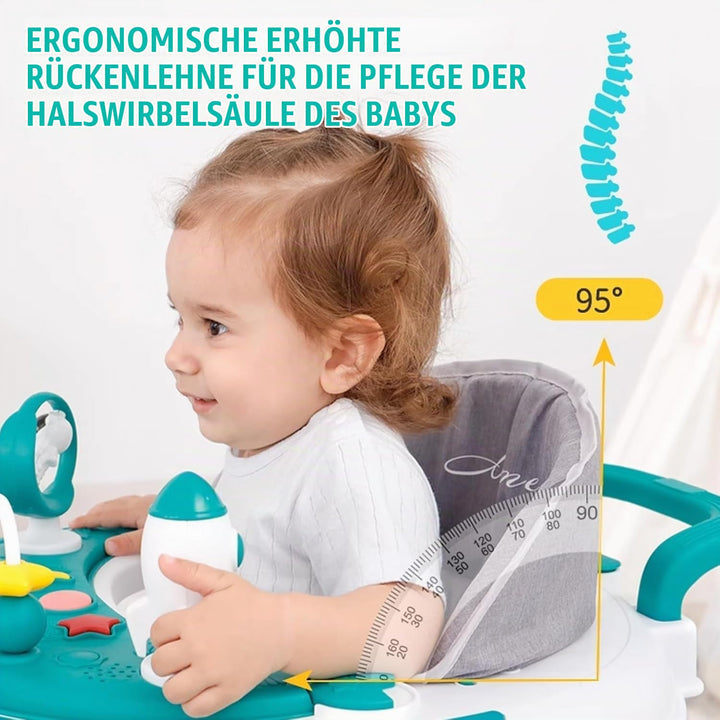 3 in 1 Baby Lauflernhilfe, Lauflernwagen mit 360° Geräuschlosen Silikonrädern, Kippschutz &amp; 4-Fach H