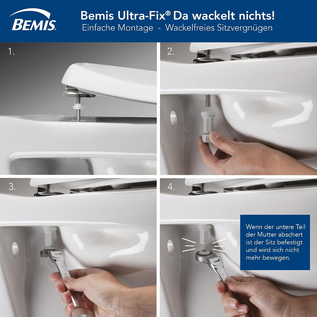 BEMIS Cottage weiss Formholzsitz mit Absenkautomatik | WC-Sitz löst sich nicht | Ultra-Fix Bodenbefe