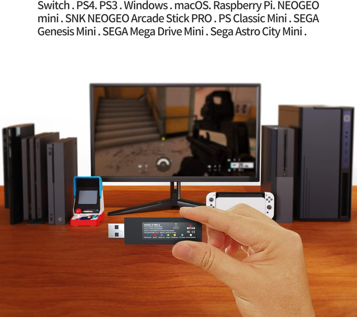 MAYFLASH Magic-S PRO 2 Wireless Bluetooth USB Adapter for PS4, Switch, macOS, Windows, Raspberry Pi,