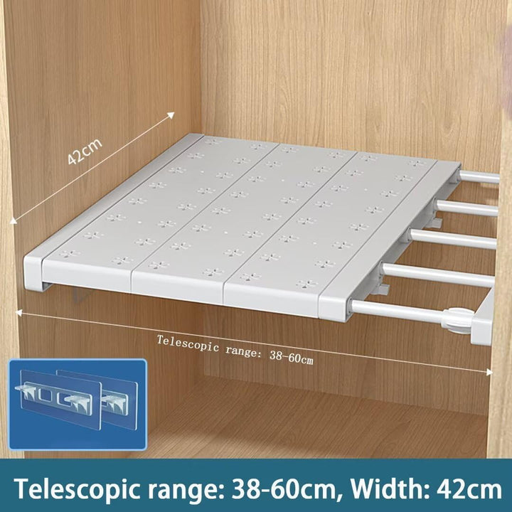 Verstellbare Regale für Schrank, Erweiterbares Einlegeböden Schrankregal, Nagelfrei Teleskop Regaltr