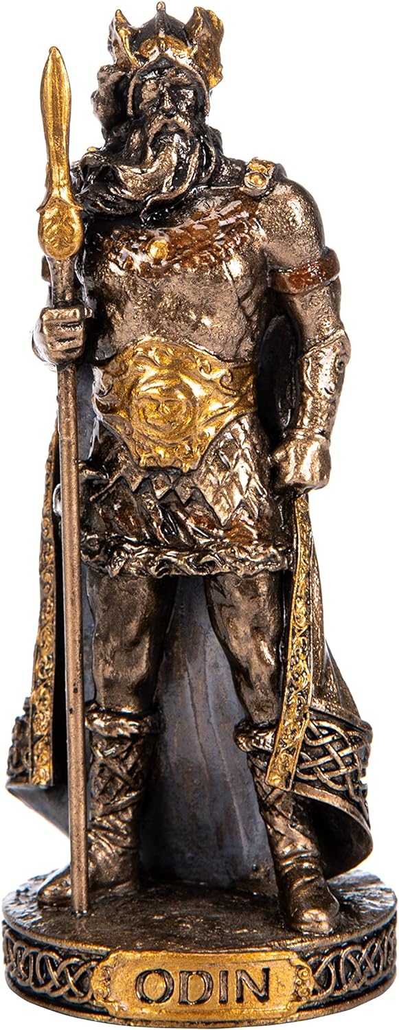 Odin Skandinavischer Gott Kunstharz Figuren handbemalt Bronze Miniatur Statue 8,3 cm