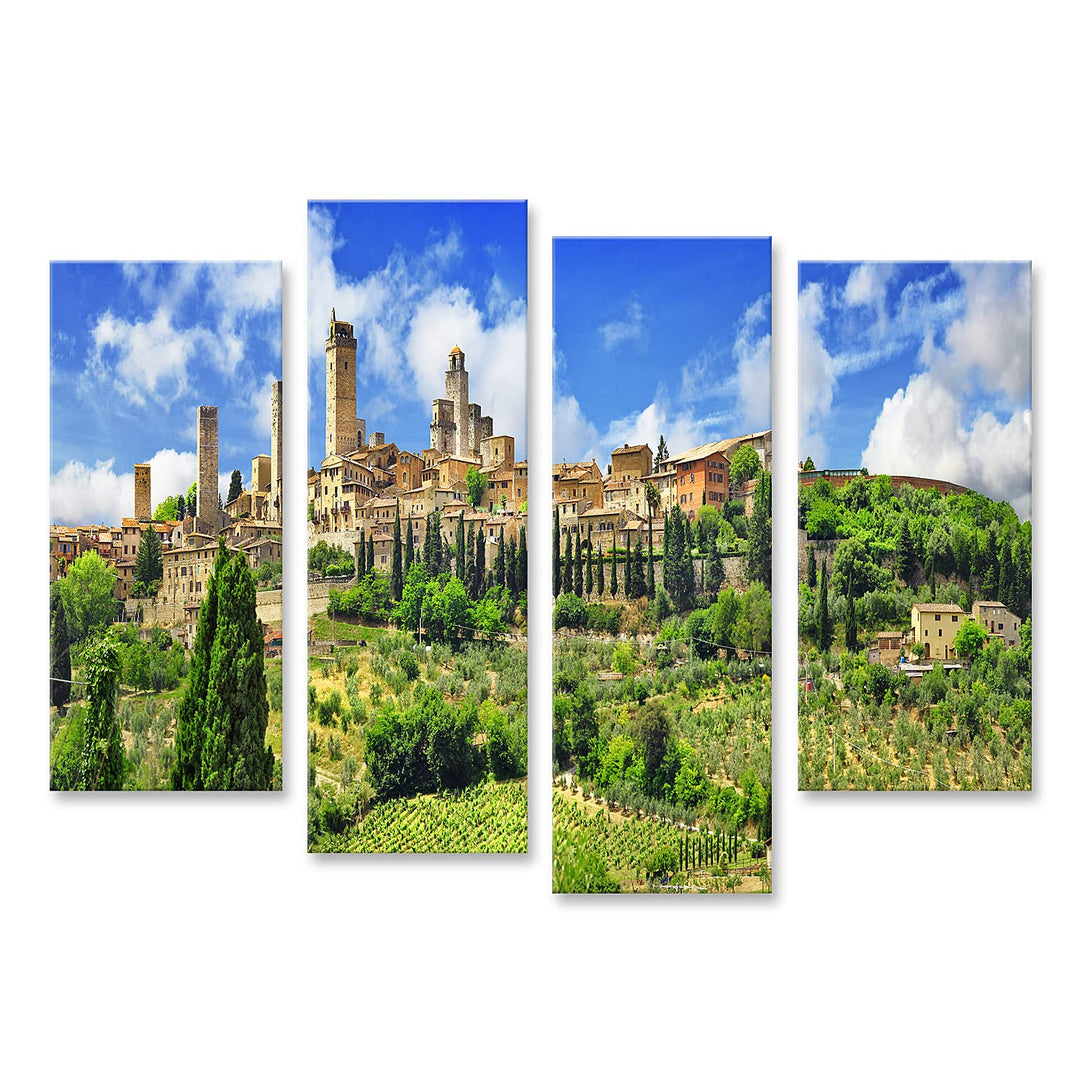 islandburner Bild auf Leinwand Panorama Gimignano Toskana Italien Bilder Wandbilder Poster Leinwand