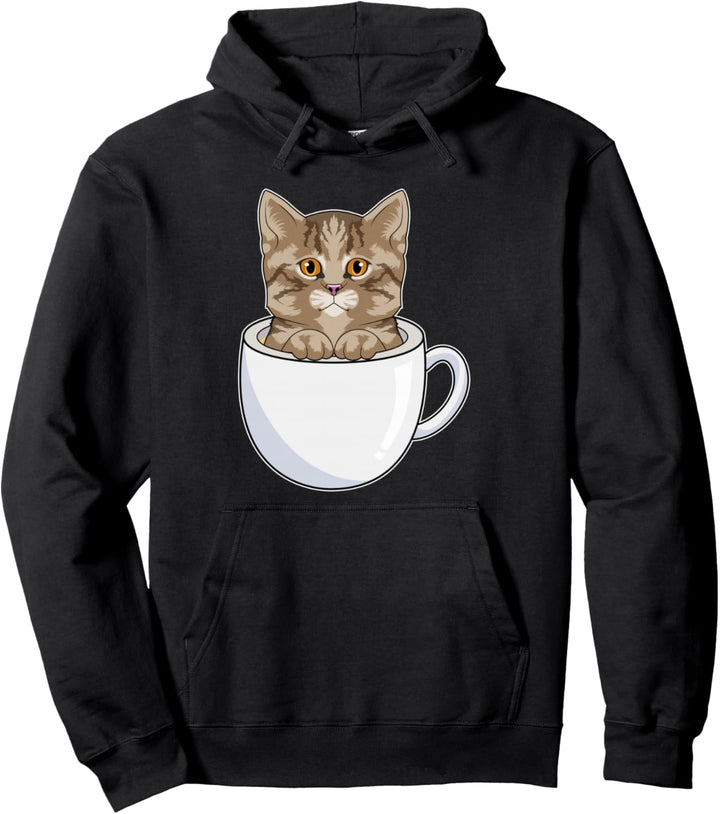 Katze Kaffee Tasse Pullover Hoodie