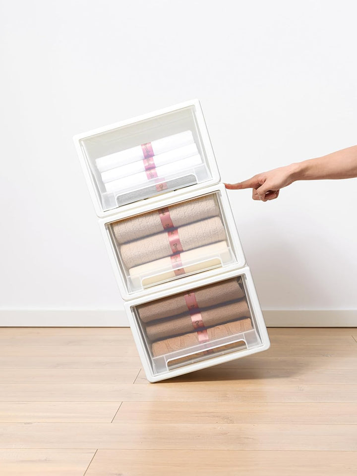 Cetomo 30L*3 Schubladenbox, Kunststoff Aufbewahrungsbox mit Schubladen, Stapelbar Schubladenschrank